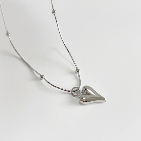 Minimalistische 925 Sterlingsilber Herz Anhänger Halskette Mit Schlangenknochen Perlenkette Elegante Schmuck Für Damen Geschenk