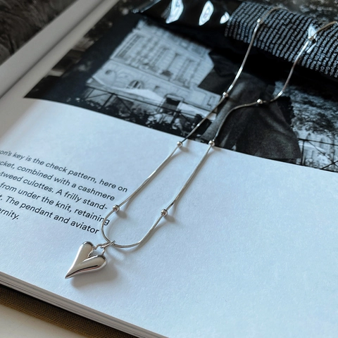 Minimalistische 925 Sterlingsilber Herz Anhänger Halskette Mit Schlangenknochen Perlenkette Elegante Schmuck Für Damen Geschenk
