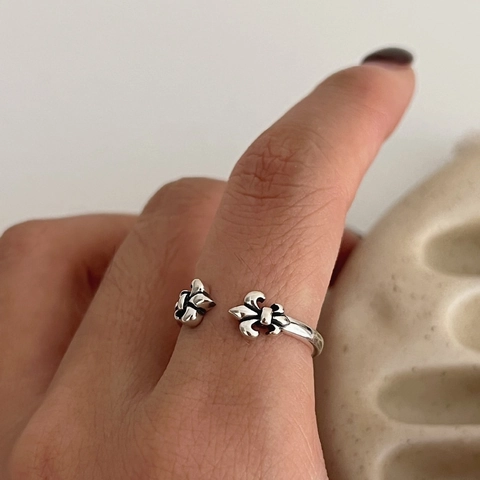 Vintage Punk S925 Sterlingsilber Kreuz Offener Ring Für Damen Herren Verstellbar Gothic Abstrakte Kunst Retro Hip Hop Schmuck