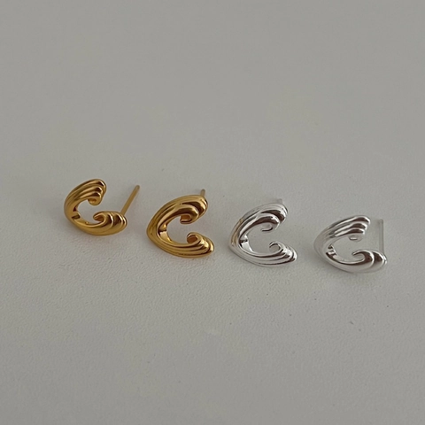 925 Sterling Silver Heart Stud Earrings For Women Minimalist Geometric C-Shape Wave Earrings Vintage Gold Silver Jewelry