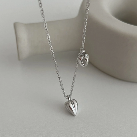 925 Sterlingsilber Doppelherz Anhänger Halskette Für Damen Minimalistisch Ins Stil Verstellbare Schlüsselbein Kette Schmuck