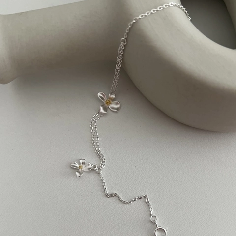 Exquisite 925 Sterling Silver Daisy Flower Bracelet Double Chain For Women Minimalist Silver Color Floral Hand Jewelry Gift