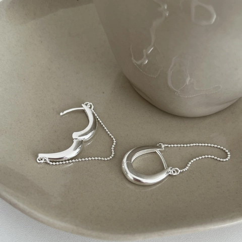 925 Sterlingsilber U-Förmige Hufeisen Ohrringe Mit Perlenkette Poliert Minimalistische Geometrische Ohrringe Für Damen Schmuck