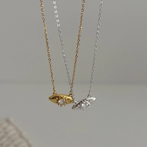 Collier en Argent Sterling 925 Minimaliste Pendentif Mauvais Œil Étoile Strass Chaîne Plaquée Bijoux pour Femme