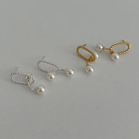 Pendientes de Botón de Plata de Ley 925 con Perla Artificial Vintage Francés Trenzado Oro Plata Plateado Joyería para Mujer