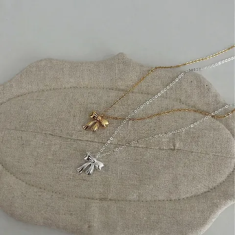 925 Sterling Silver Bowknot Pendant Necklace For Women Sweet Ins Style Minimalist Clavicle Chain Gold Silver Jewelry