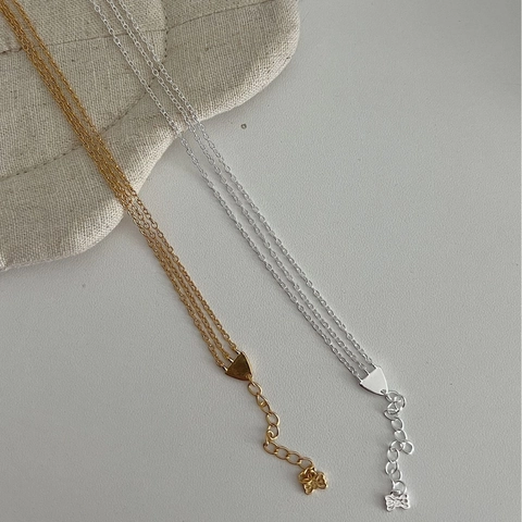 925 Sterling Silver Three-layer O-Chain Bracelet For Women Butterfly Heart Charms Minimalist Adjustable Fashion Jewelry