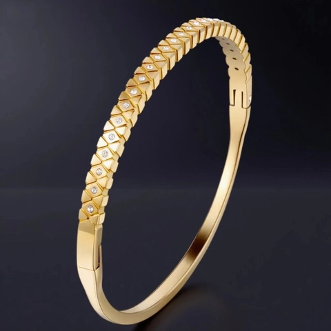 Bracciale Rigido Minimalista in Acciaio Inossidabile con Stella Pentagramma e Strass per Donna Uomo Regalo Coppia Gioielli Stile Ins