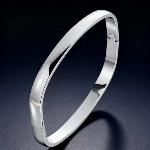 Minimalist Stainless Steel Hinged Bangle For Women Men High Polished Smooth Oval Bracelet Fashion Commuter Jewelry Gift