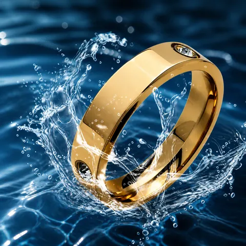Anello in Acciaio Inossidabile con Strass e Quadrifoglio Inciso per Donna Placcato in Oro 18K Design di Nicchia Gioielli