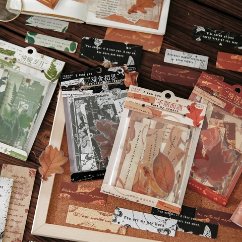 Vintage Scrapbooking Material Pack Retro DIY Decoratief Papier Stickers Bloemen Bladeren Patronen Voor Journaling Decoratief