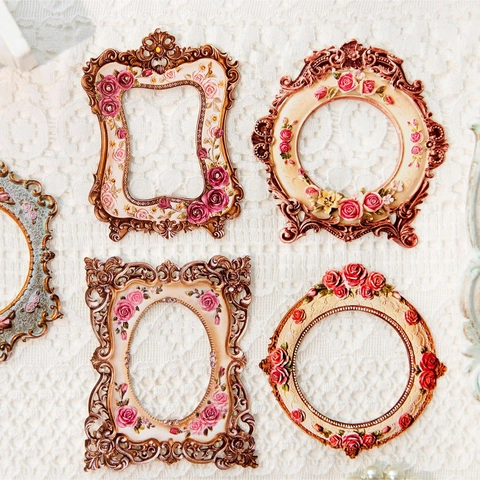 Romantic Legend Serie Ausgehöhlte Blumenbordüren Aufkleber Für Scrapbooking DIY Dekoratives Vintage Barock Spezialpapier 10 Stück