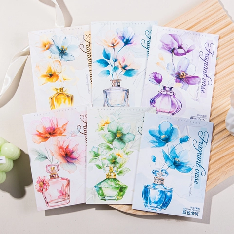 Vintage Transparent PET Flower Perfume Bottle Stickers Shell Luster Waterproof Decorative Decals For Scrapbooking Journaling DIY Crafts