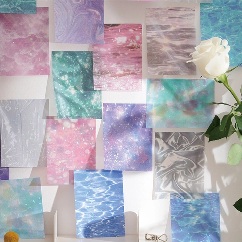 Flowing Star Sea Series Material Paper Washi PET Stickers For Journaling Scrapbooking DIY Aesthetic Water Ripple Deco Paper