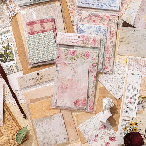 Vintage Scrapbooking Paper Decorative Material Paper Floral Plaid Rococo Theme For DIY Collage Journaling Art Craft