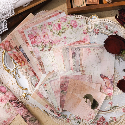 Vintage Scrapbooking Paper Decorative Material Paper Floral Plaid Rococo Theme For DIY Collage Journaling Art Craft