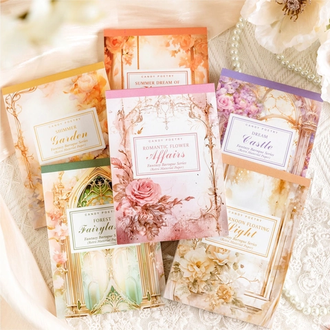 Fantasy Baroque Series Retro Material Paper 50 Sheets For Journaling DIY Scrapbooking Decoration Floral Architecture Aesthetic Craft Paper