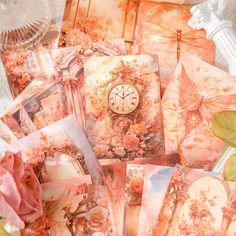 Fantasy Baroque Series Retro Material Paper 50 Sheets For Journaling DIY Scrapbooking Decoration Floral Architecture Aesthetic Craft Paper
