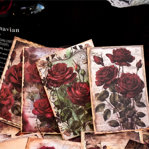 Collection de Papier Matériel d'Autocollant de Scrapbooking Vintage Amour et Roses Romantique Floral Portrait Victorien DIY Fourniture de Journal