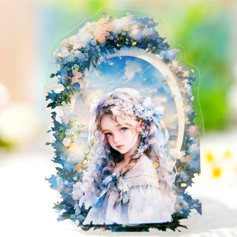 Fantasie Träume Thema PET Aufkleber Vintage Mädchen Illustration Floral Dekorative Hand Account DIY Tagebuch Planer Aufkleber