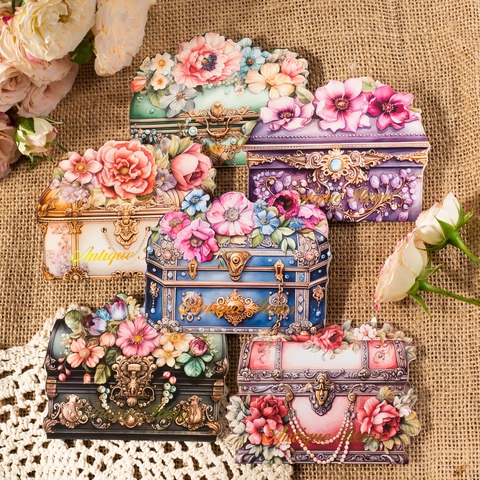 Paquete de Pegatinas de Flores de PET Vintage Objetos Antiguos Pegatinas Decorativas de Flores para DIY Scrapbooking Journaling Estética Papelería
