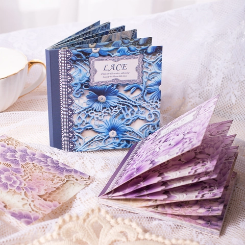 Libro de Material de Textura de Encaje Papel Decorativo Floral Vintage Para DIY Scrapbooking Journal Papel de Material de Estilo Nórdico