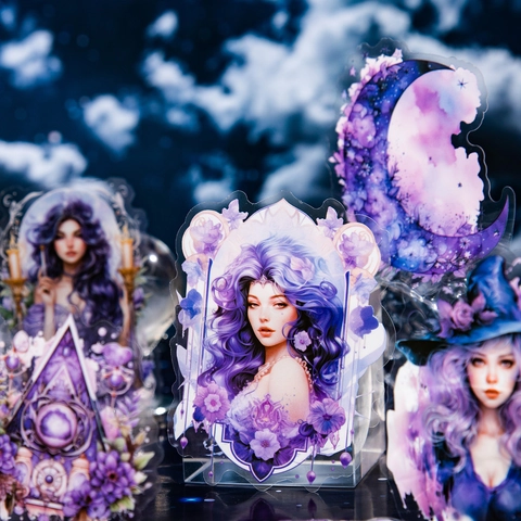 Adesivi PET Serie Moon Goddess Mistica Fase Lunare Personaggi Fantasy Adesivi Decorativi per Scrapbooking DIY Journaling