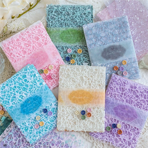 Vintage Romance Story Mixed Material Scrapbooking Paper Set Mesh Gauze And Buttons For Journaling DIY Decoration Craft Paper