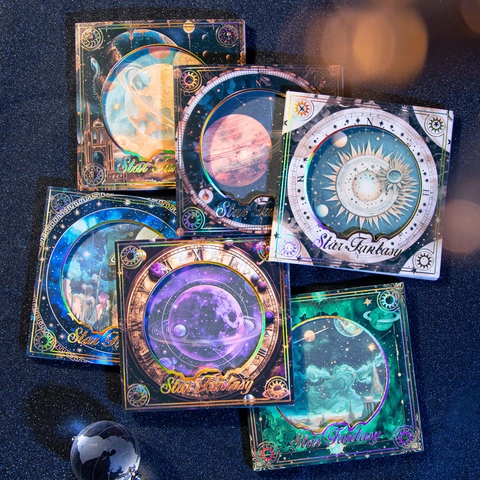 Starry Sky Fantasy Moon Phase Decorative Material Paper For Scrapbooking DIY Craft Journaling Vintage Planet Galaxy Art Background Paper
