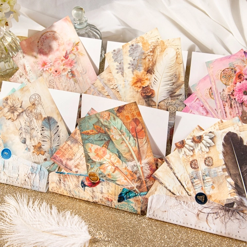 Carta Materiale Lettera Piuma Vintage Per Scrapbooking Decorazione Giornale Fai-da-te Stile Nordico Carta Sfondo Retrò