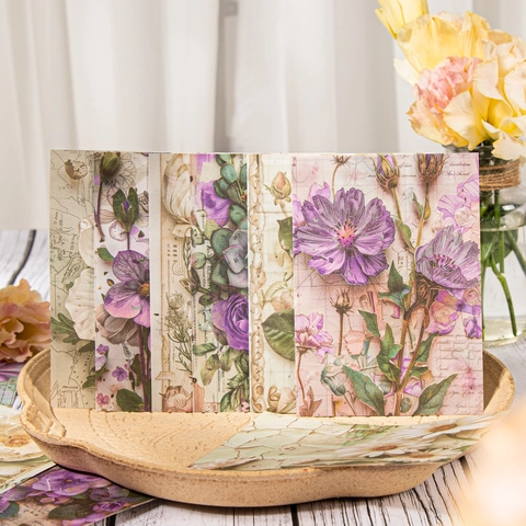 Papel de Material para Álbum de Recortes Botánico Serie Garden Past Papel Decorativo Floral Vintage Para Manualidades Diarios Papelería