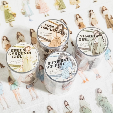 PET Decorative Tape Time Shallow Language Series Anime Girl Scrapbooking Stickers For DIY Hand Ledger Journal Decoration
