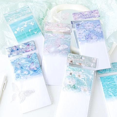 Vintage Nordic Style Paper Memo Pads Poetry Decorative Note Paper For Scrapbooking DIY Flower Butterfly Sky Theme Stationery