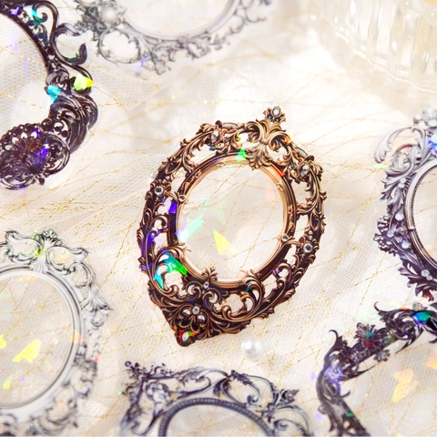 Baroque Vintage PET Tape Stickers Gemstone Secret Language Series Retro Frame DIY Scrapbooking Material Journaling Decorative Tape