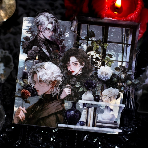 Adesivi in PET Personaggi Gotici Dark Academy Per Scrapbooking Journaling Materiale Decorativo Estetico Retrò Fai-da-te