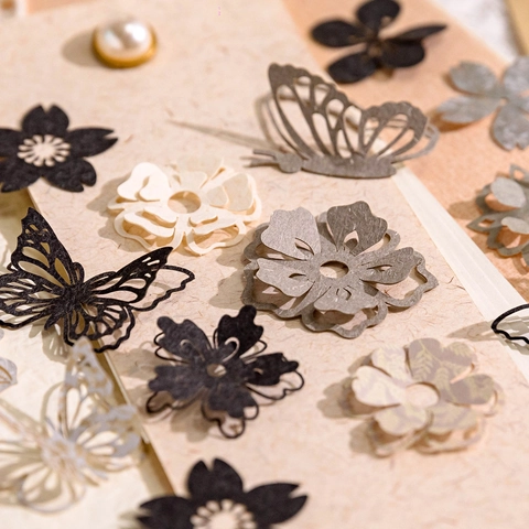 Papel de Material de Scrapbooking Hueco Vintage Flor Mariposa Papel Especial DIY Diario Papel Decorativo Para Cuenta de Mano Arte