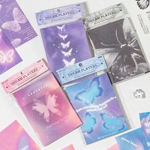 Carta Materiale per Scrapbooking con Farfalle Vintage Serie Dream Players Stile Ins Carta Leggera per Decorazione di Sfondo DIY