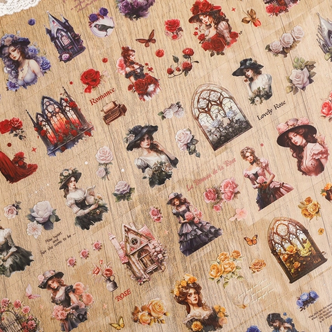 Nastro PET Rosa Vintage Vittoriano Decorativo Fustellato Ritratto Di Signora Floreale Forniture Scrapbooking DIY Washi Tape