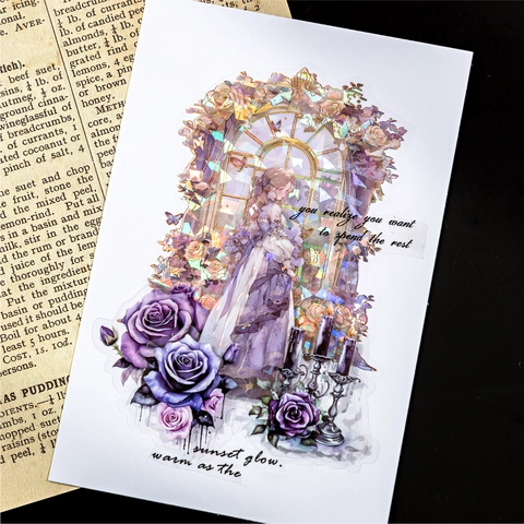 Vintage Palace Beauty PET Stickers Laser Gold Shell Light DIY Journaling Decorative Material Sticker Pack For Scrapbooking Stationery