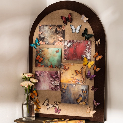 Vintage Butterfly Messenger Scrapbooking Paper Retro Decorative Material Paper For DIY Journal Stationery Junk Journaling