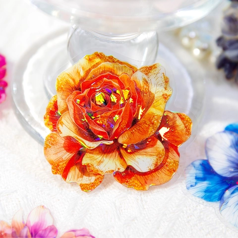Bloom Alone Vintage PET Adesivi Floreali Olografici Lamina a Freddo Fiori per Scrapbooking DIY Decorazione Diario