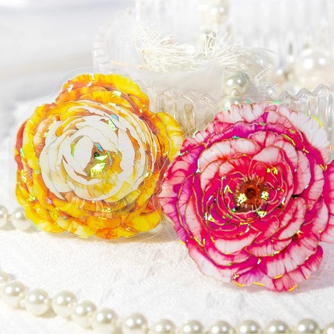 Bloom Alone Vintage PET Adesivi Floreali Olografici Lamina a Freddo Fiori per Scrapbooking DIY Decorazione Diario