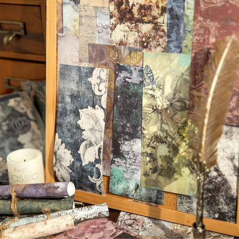 Vintage Lange Streifen Scrapbooking-Papier 24 Blätter Retro Mottled Dekorative Hintergrundpapier Für DIY Journaling Kunst Material