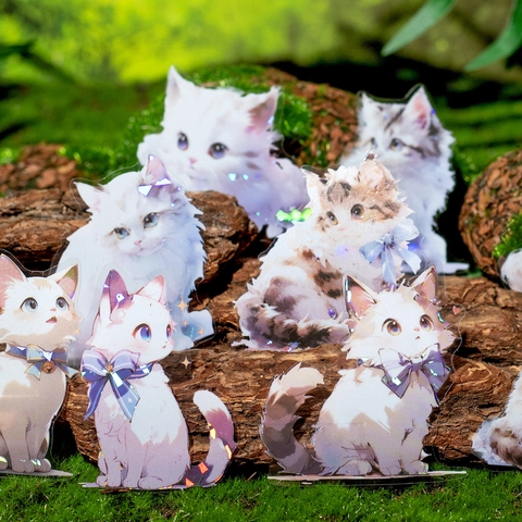 Adesivi Decorativi in PET Serie Animal Forest Tema Floreale Gatto Coniglio Cartone Animato Materiale Impermeabile per Scrapbooking Journaling