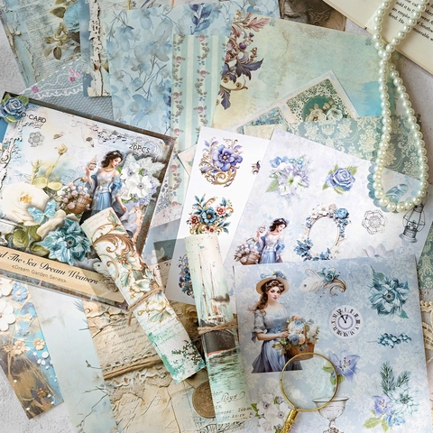 Papel de Material de Scrapbooking Serie Dream Garden Vintage para Diario DIY Papel de Fondo Decorativo Flores Mariposa