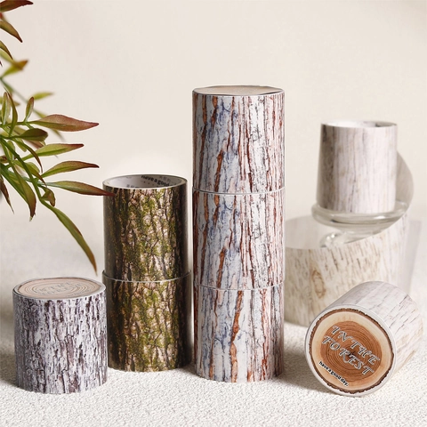 Nastro Washi con Texture Corteccia d'Albero Realistica Stile Foresta Grana del Legno per Scrapbooking Journaling Fai da Te