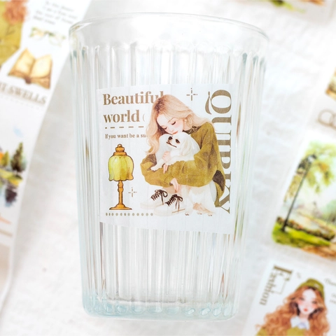 Nastro Washi Vintage Serie Street Corner Stile INS Illustrazione Ragazza Nastro Decorativo per Pianificazione Scrapbook Fai da Te Nastro Adesivo