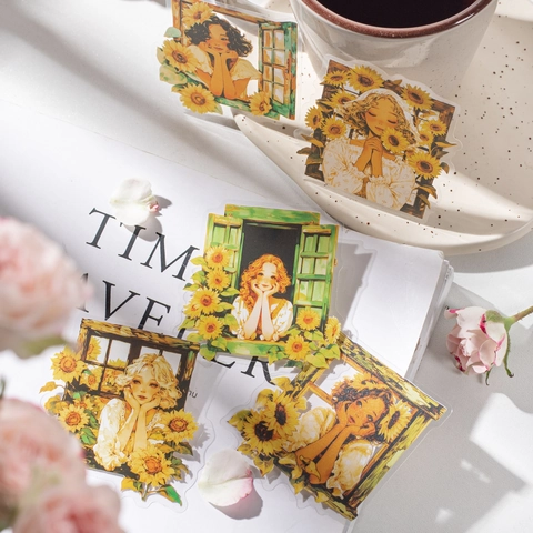 Adesivi PET Weekend Girl in Stile Coreano Impermeabili Trasparenti Decorativi per Scrapbooking Fai-da-Te Accessori per Diario