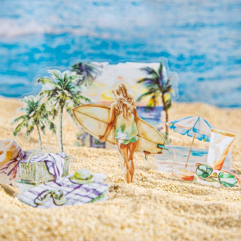 Romantic Travel Diary Series PET Stickers Vintage Watercolor Scrapbooking Journal Decorative Stickers Architecture Beach Theme