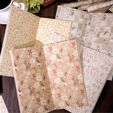 Papel de Material Floral Botánico Vintage para Scrapbooking Bricolage Diario Manual Papel Decorativo Ligero